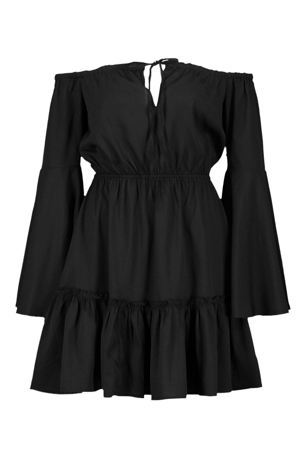

Мини платье с открытыми плечами, Black