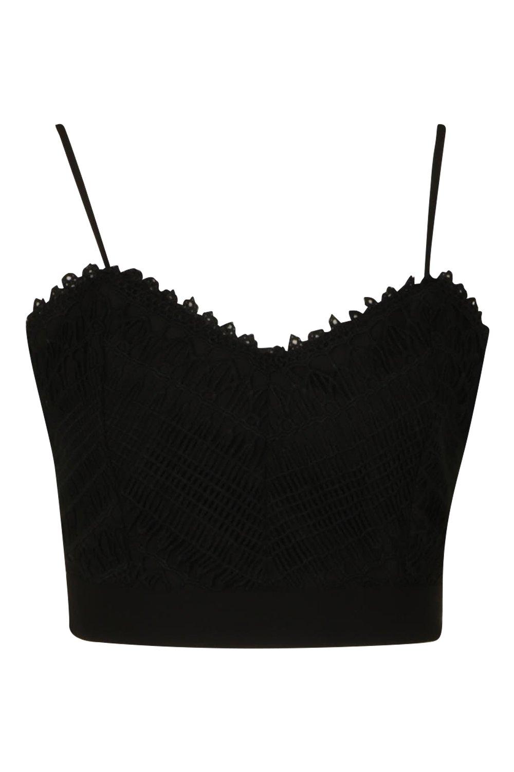 

Вязанный крючком кружевной топ, Black