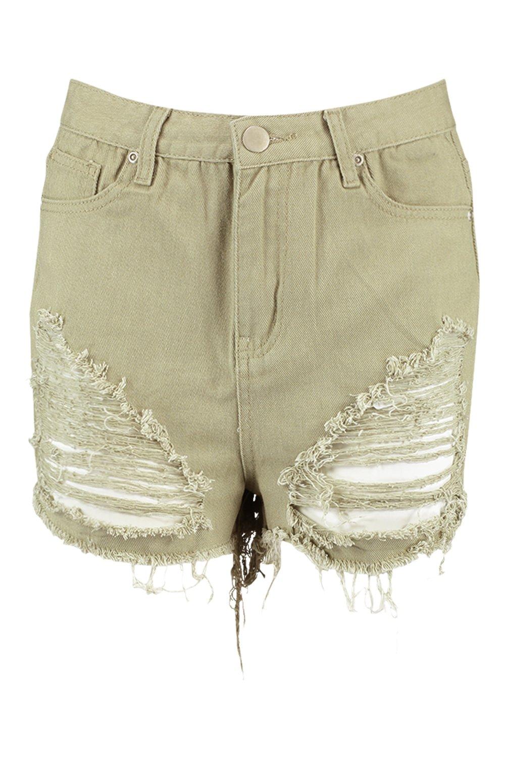 distressed khaki shorts