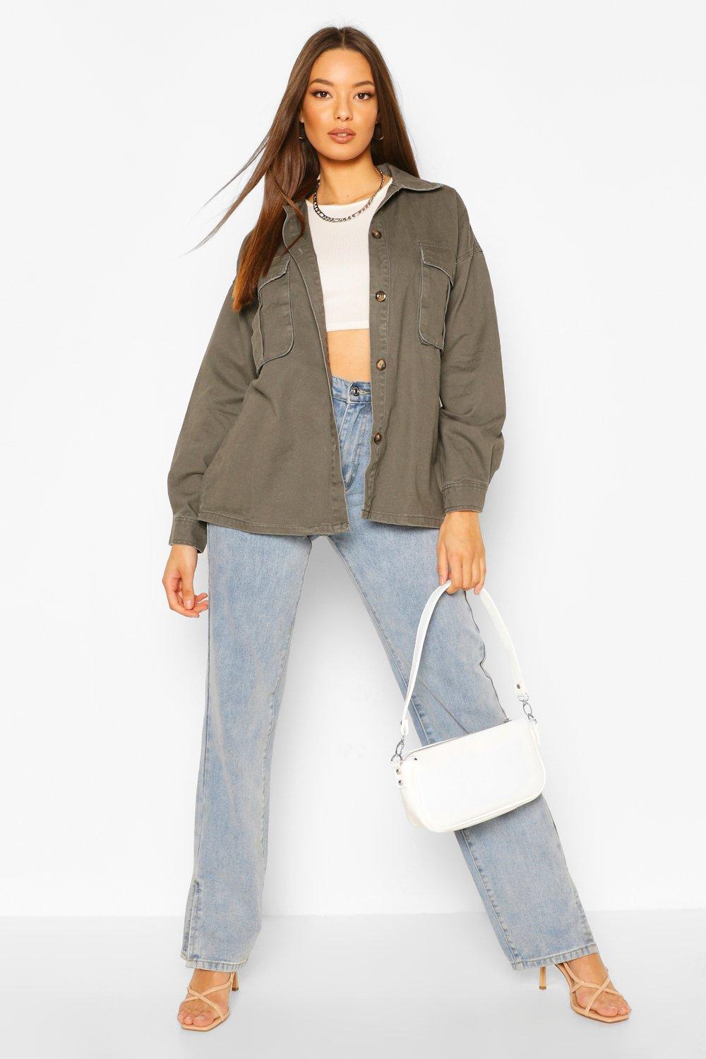 Womens Denim Jackets Cropped And Oversized Denim Jackets Boohoo Uk