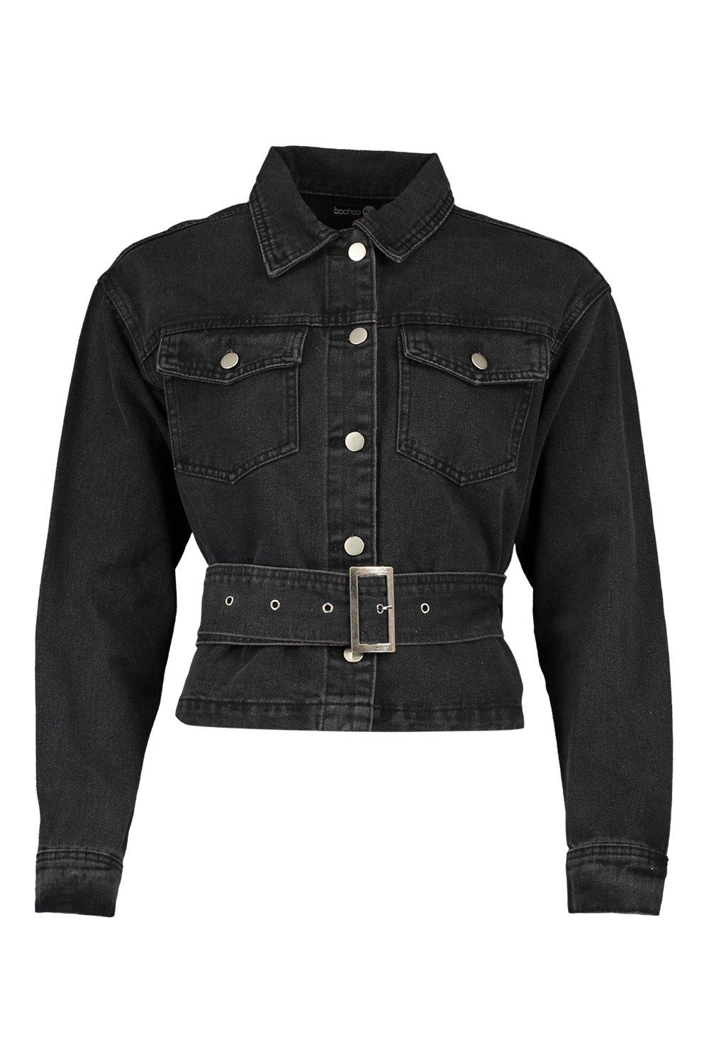 

Джинсовая куртка с ремнем, Washed black