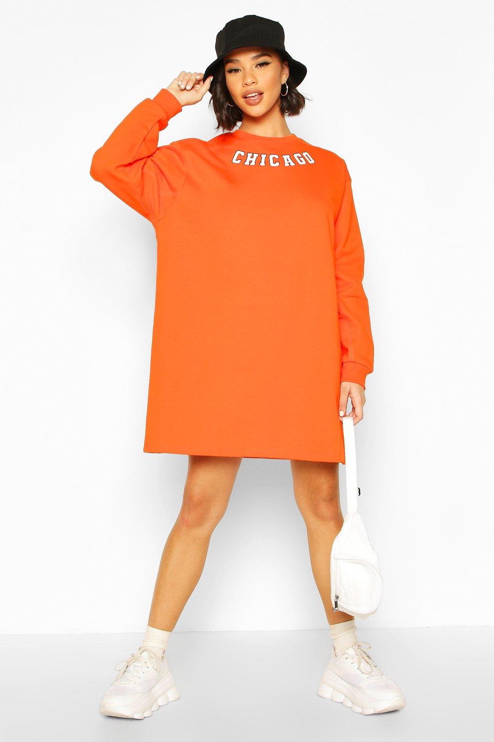 

Платье-толстовка со слоганом на горловине, Orange