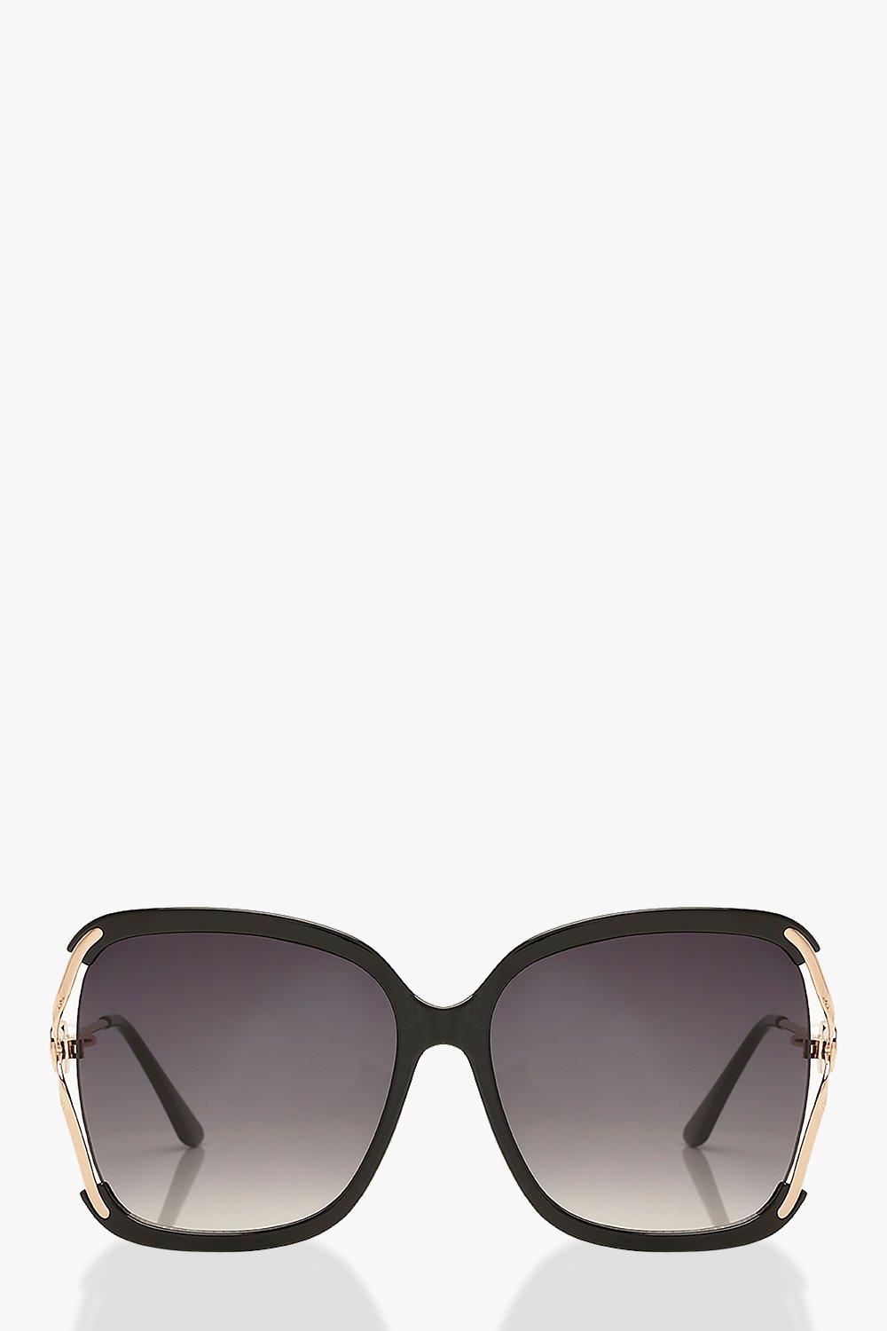 Womens Oversized Pearl Detail Sunglasses - Black - One Size, Black