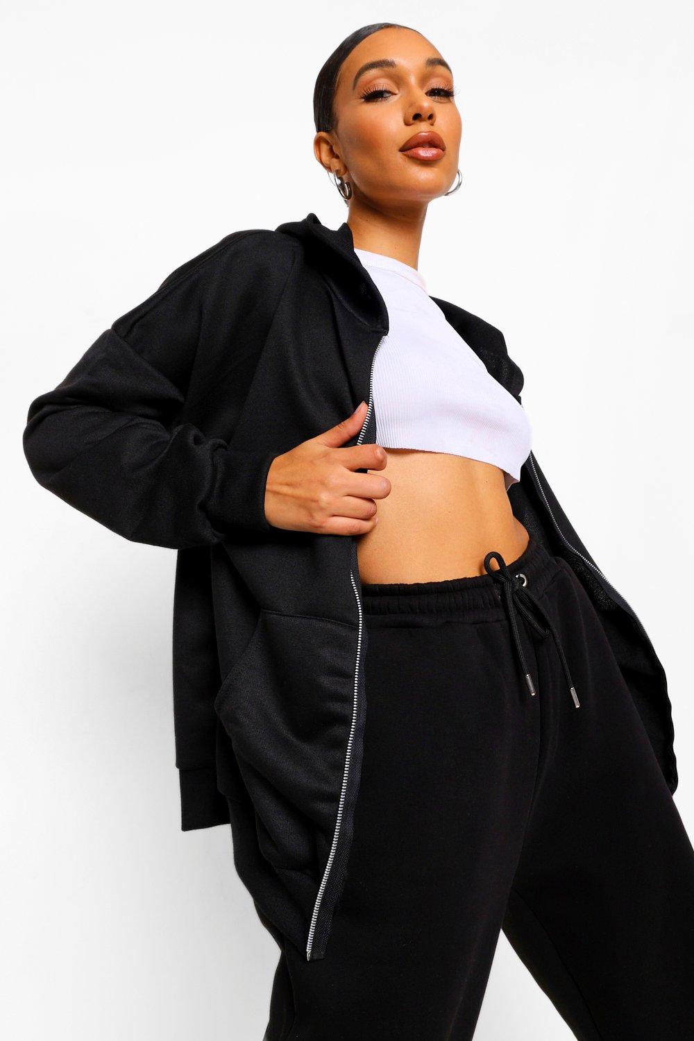 oversized zip through hoodie