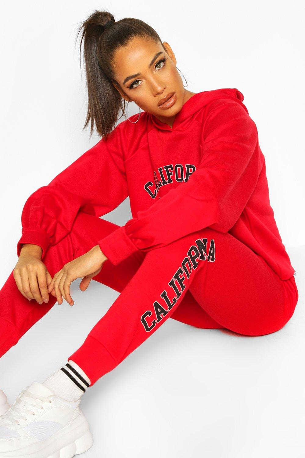 

Спортивный костюм с укороченным худи с принтом California West Coast, Red