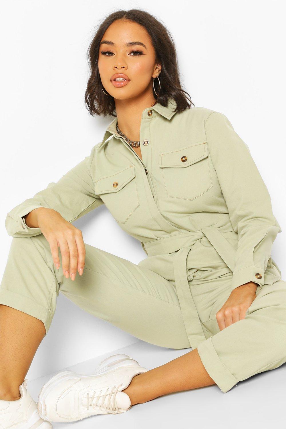 cream denim boiler suit