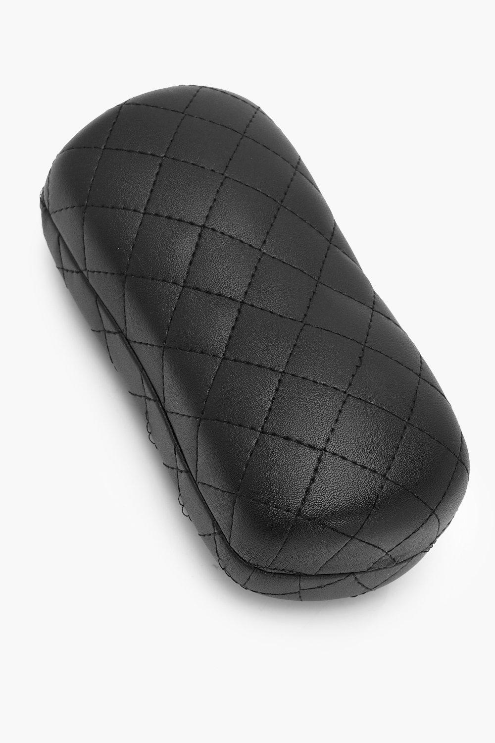 Womens Quilted Hard Sunglasses Case - Black - One Size, Black