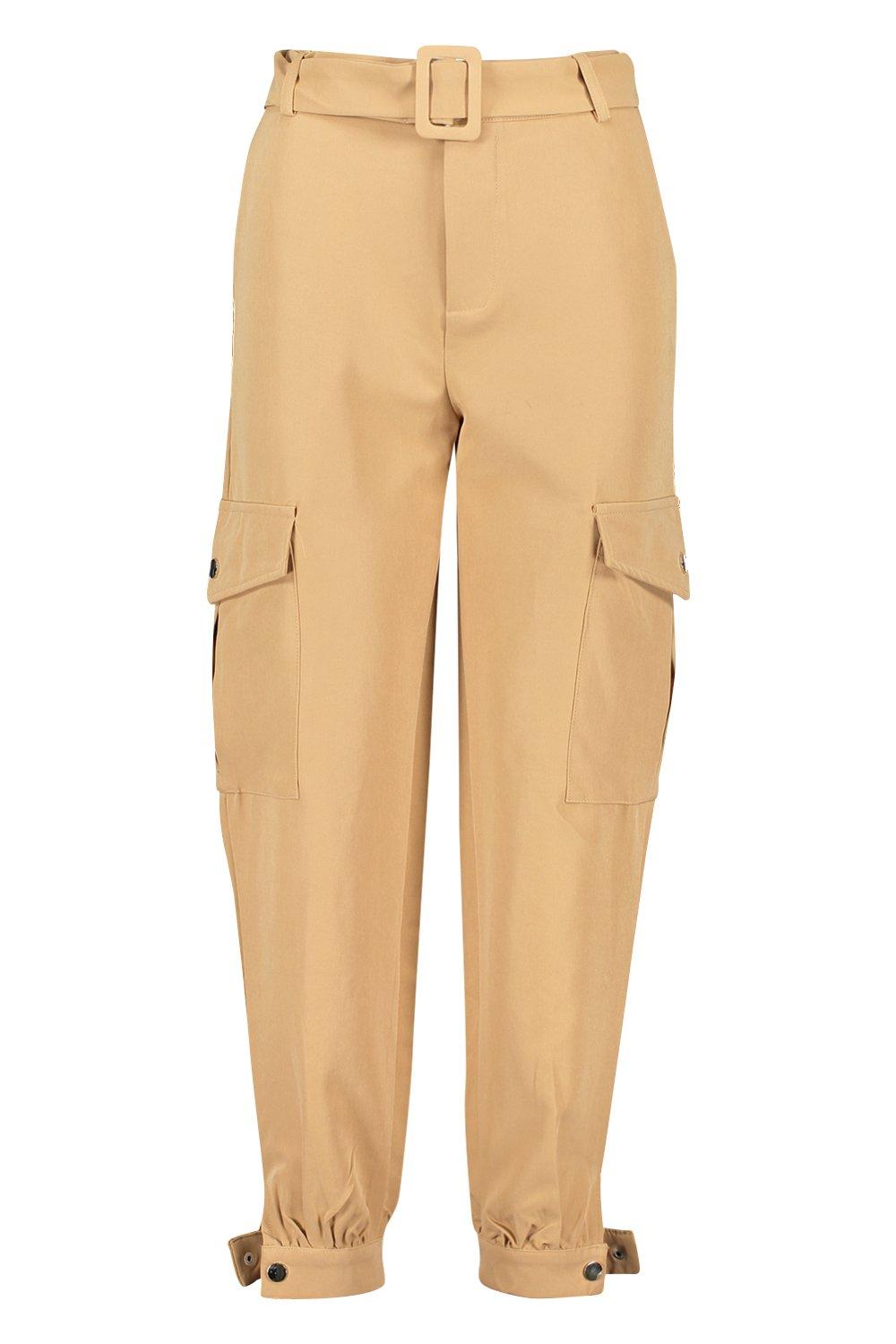 

Практичные трикотажные джоггеры карго с поясом, Beige