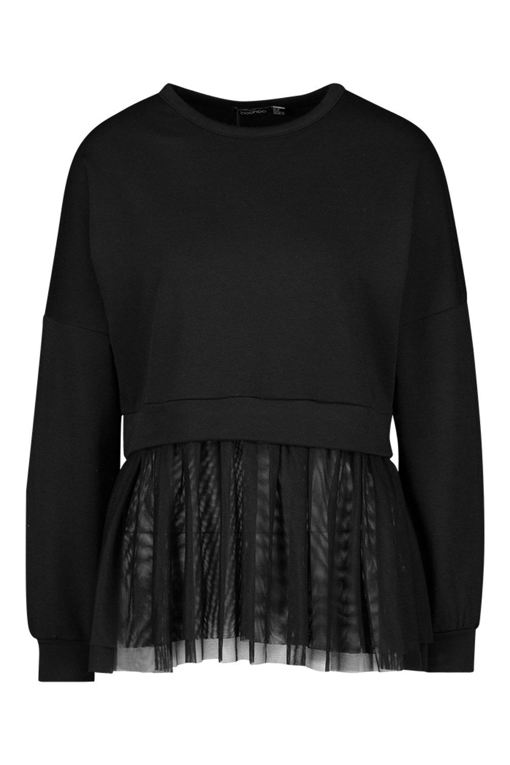 black ruffle sweatshirt