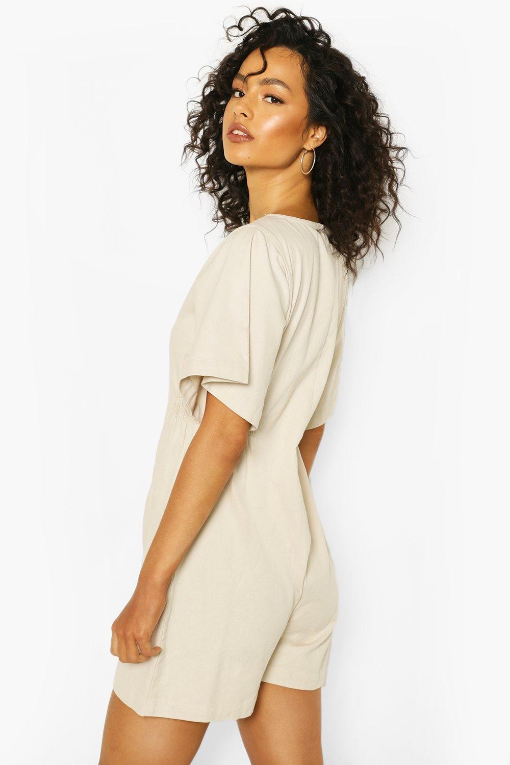 stone denim playsuit