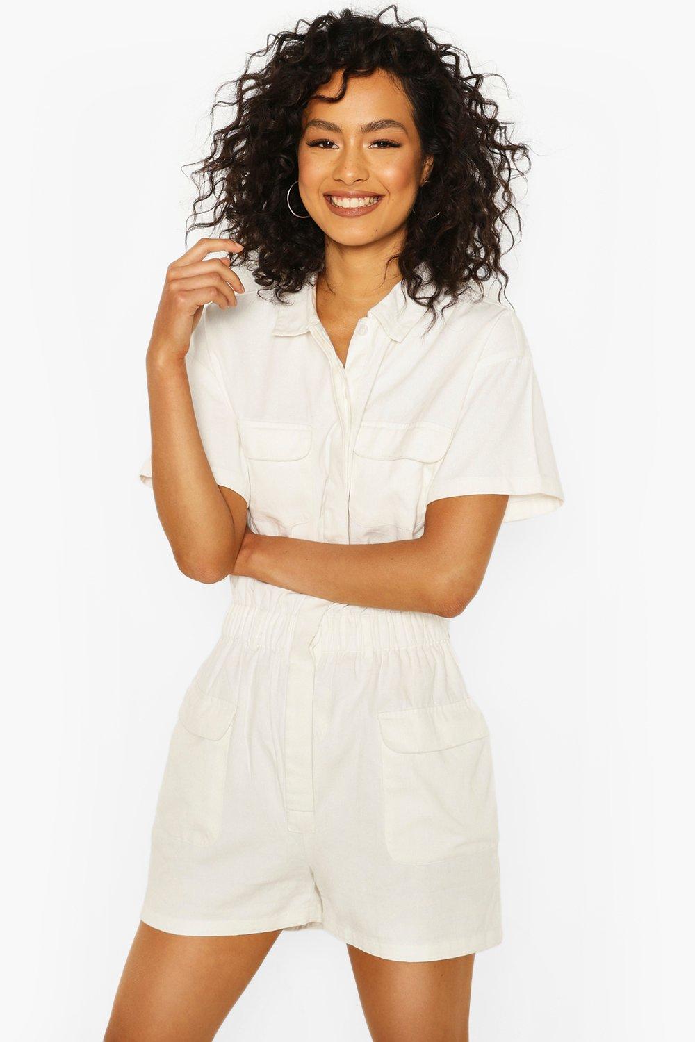 utility playsuit white