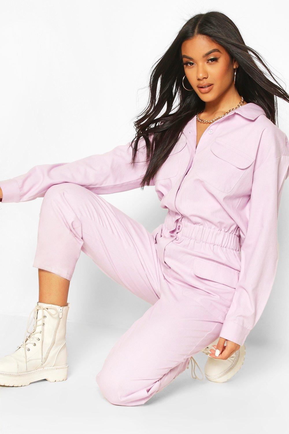 boohoo pink boiler suit