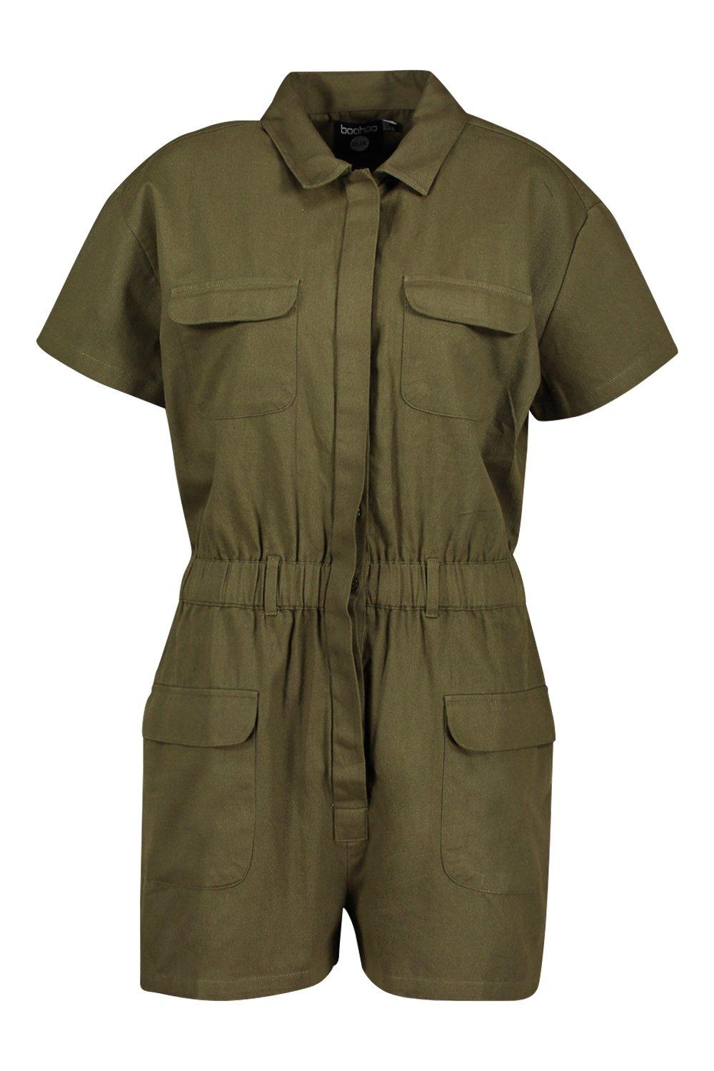 

Практичный джинсовый ромпер, Khaki
