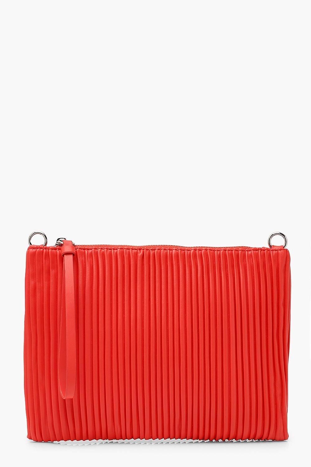 

Плиссированный клатч из PU на молнии, Red