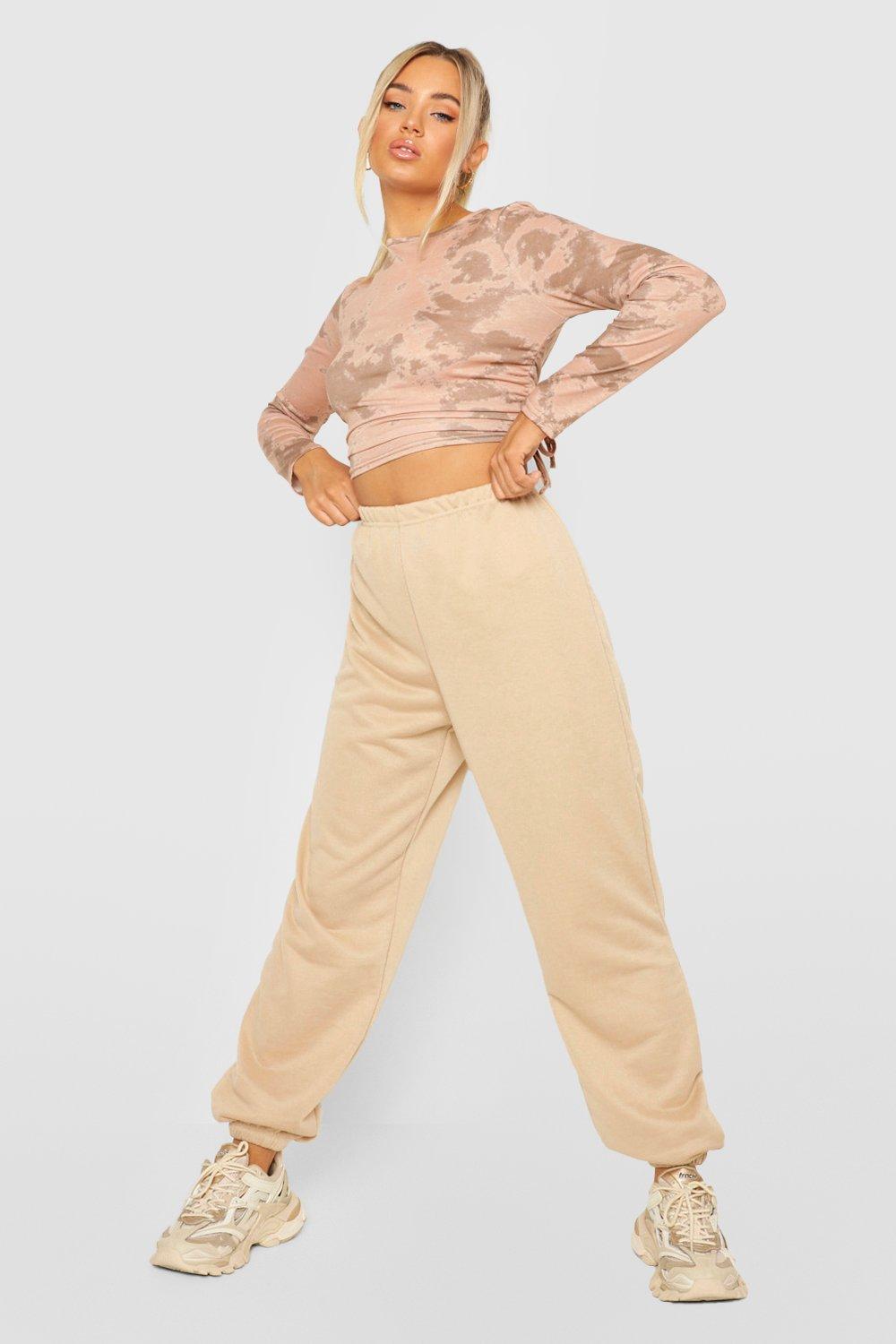 Womens Basic Regular Fit Joggers - Beige - 14, Beige