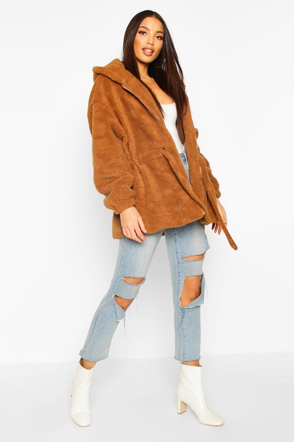 camel hooded jacket