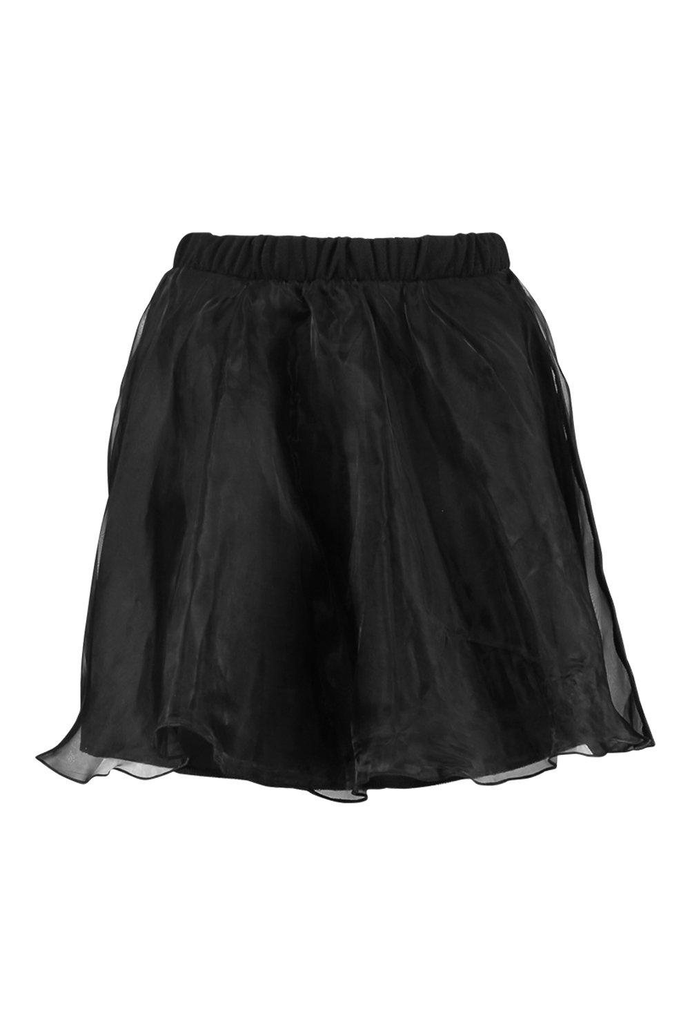 

Юбка-скейтер с подкладкой из органзы, Black