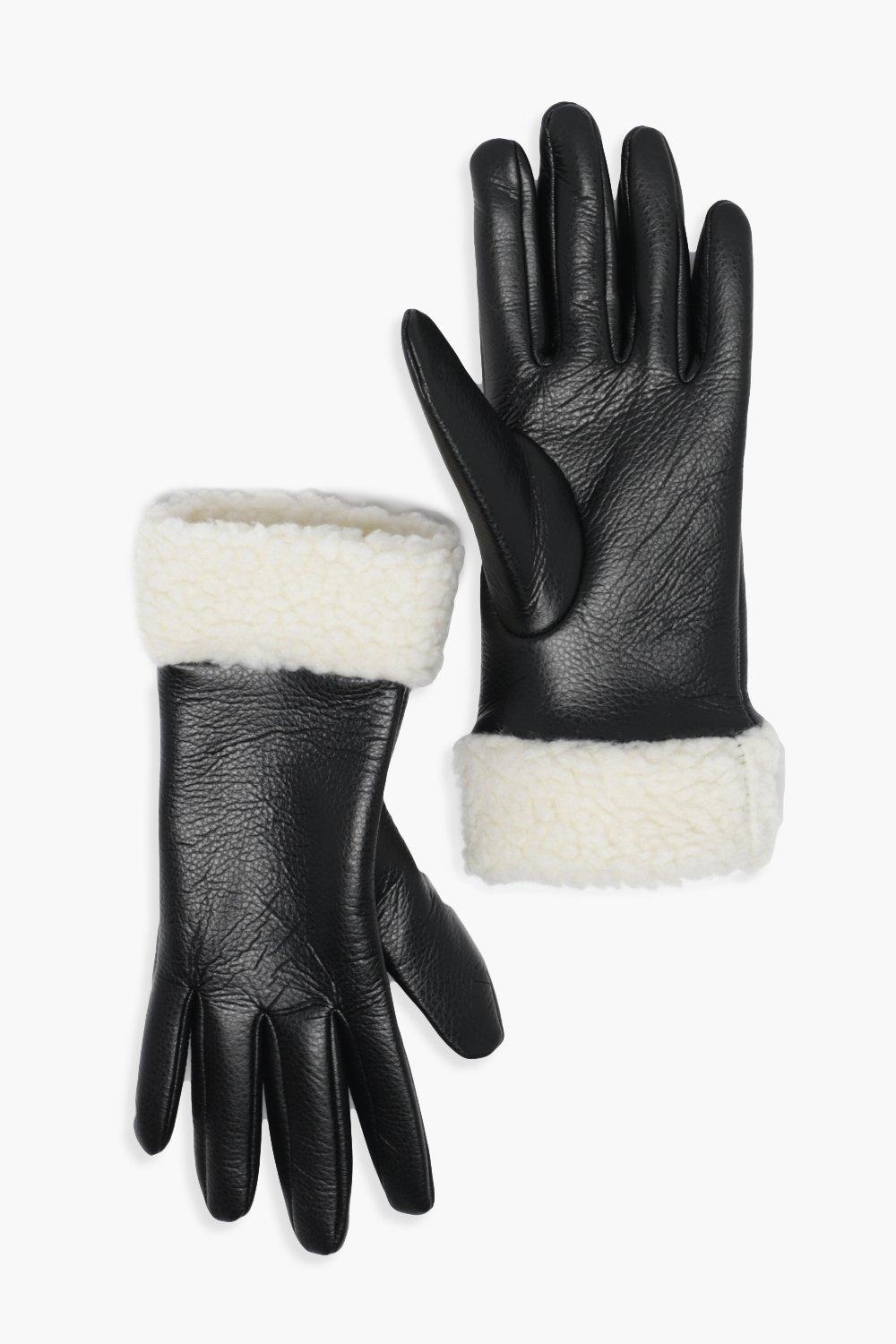 

Перчатки из PU с плюшевыми манжетами, Black