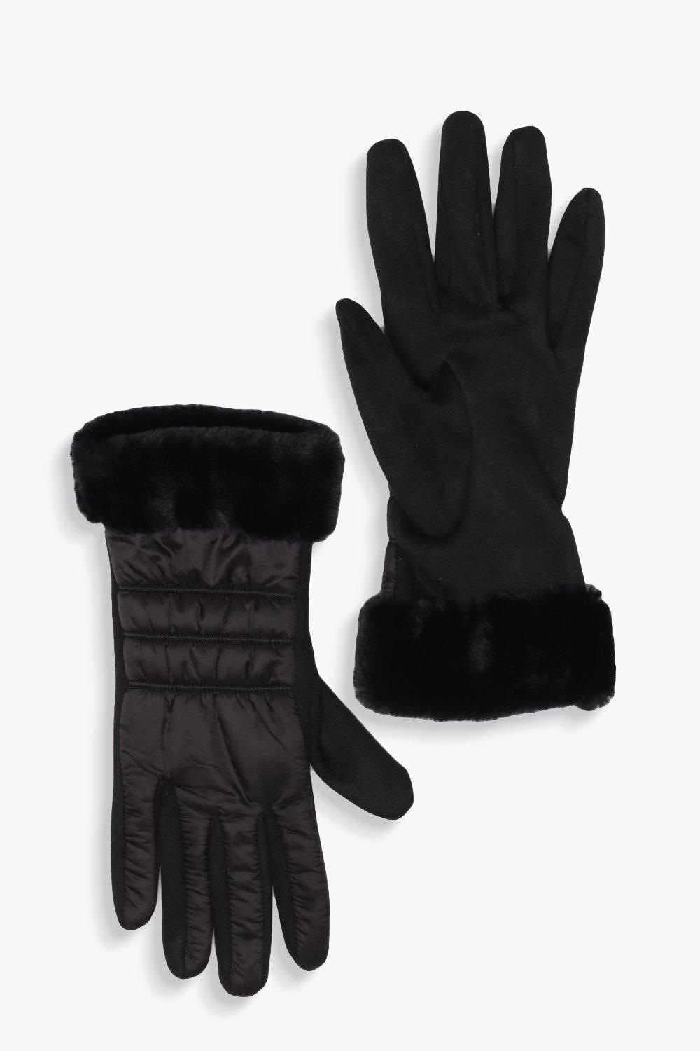 faux fur trim gloves