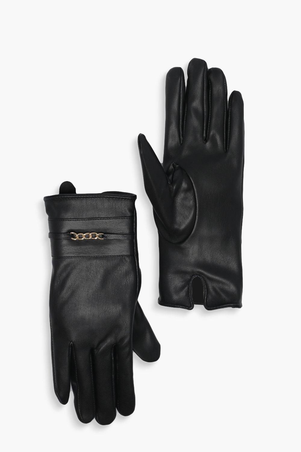 

Перчатки из PU с декоративной цепочкой, Black