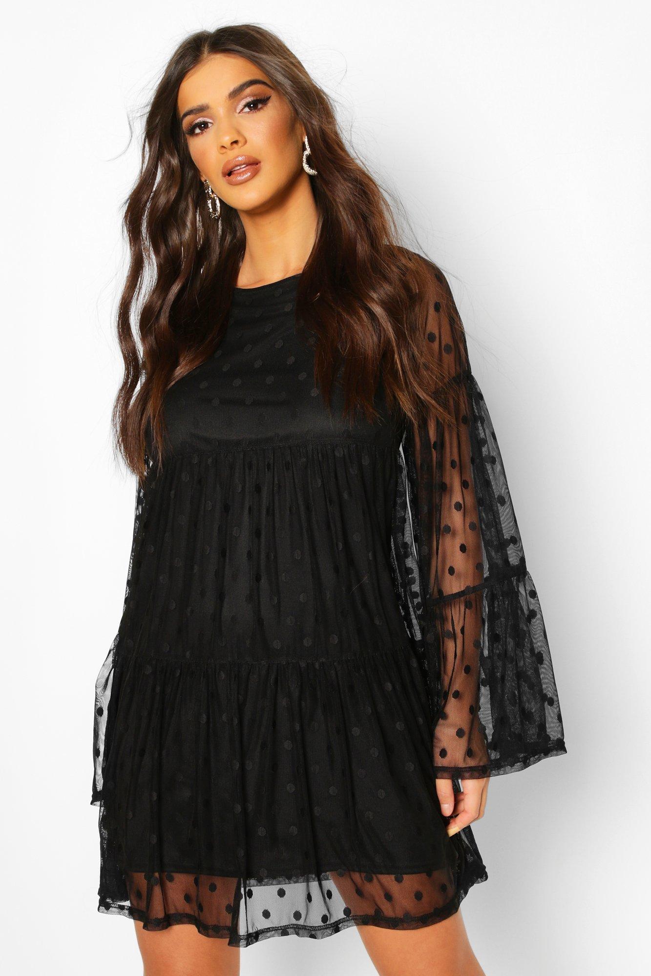 mesh smock dress