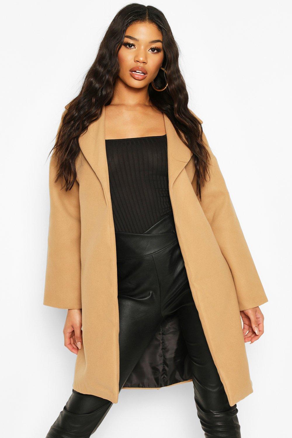 

Collared Wool Look Coat, Camel