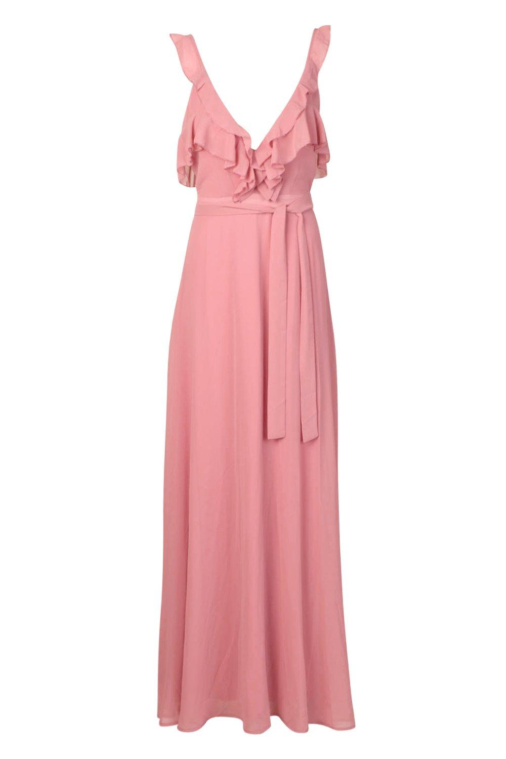 

Ruffle Detail Chiffon Maxi Dress, Rose