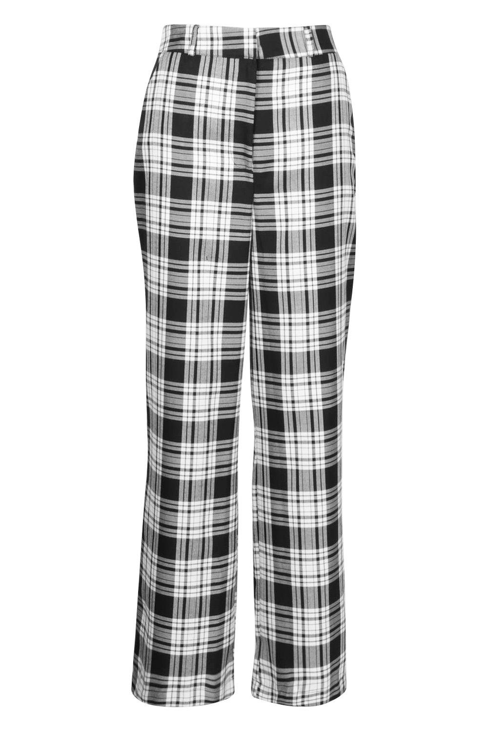 

Широкие брюки в однотонную клетку, Black