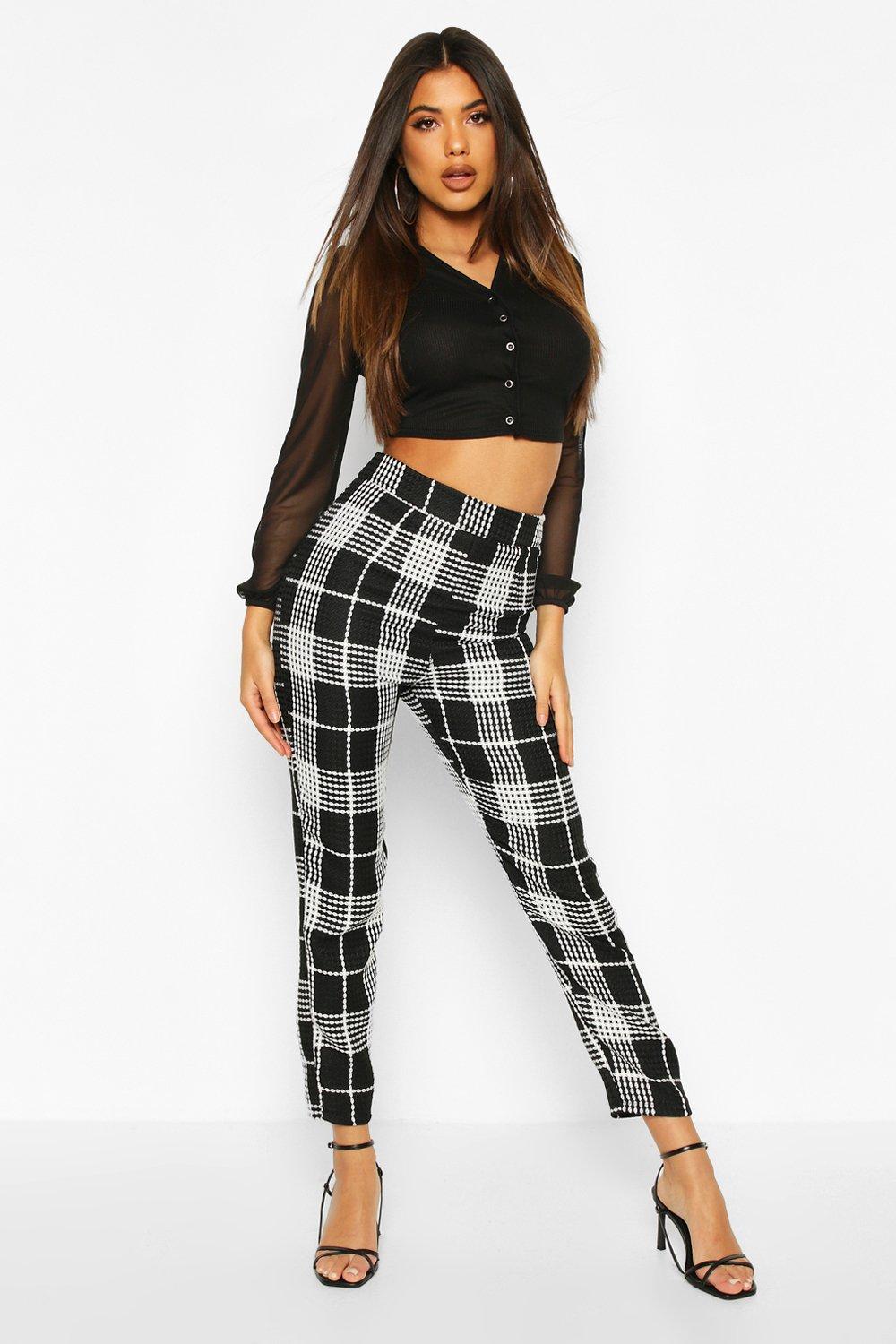 checkered slim fit trousers