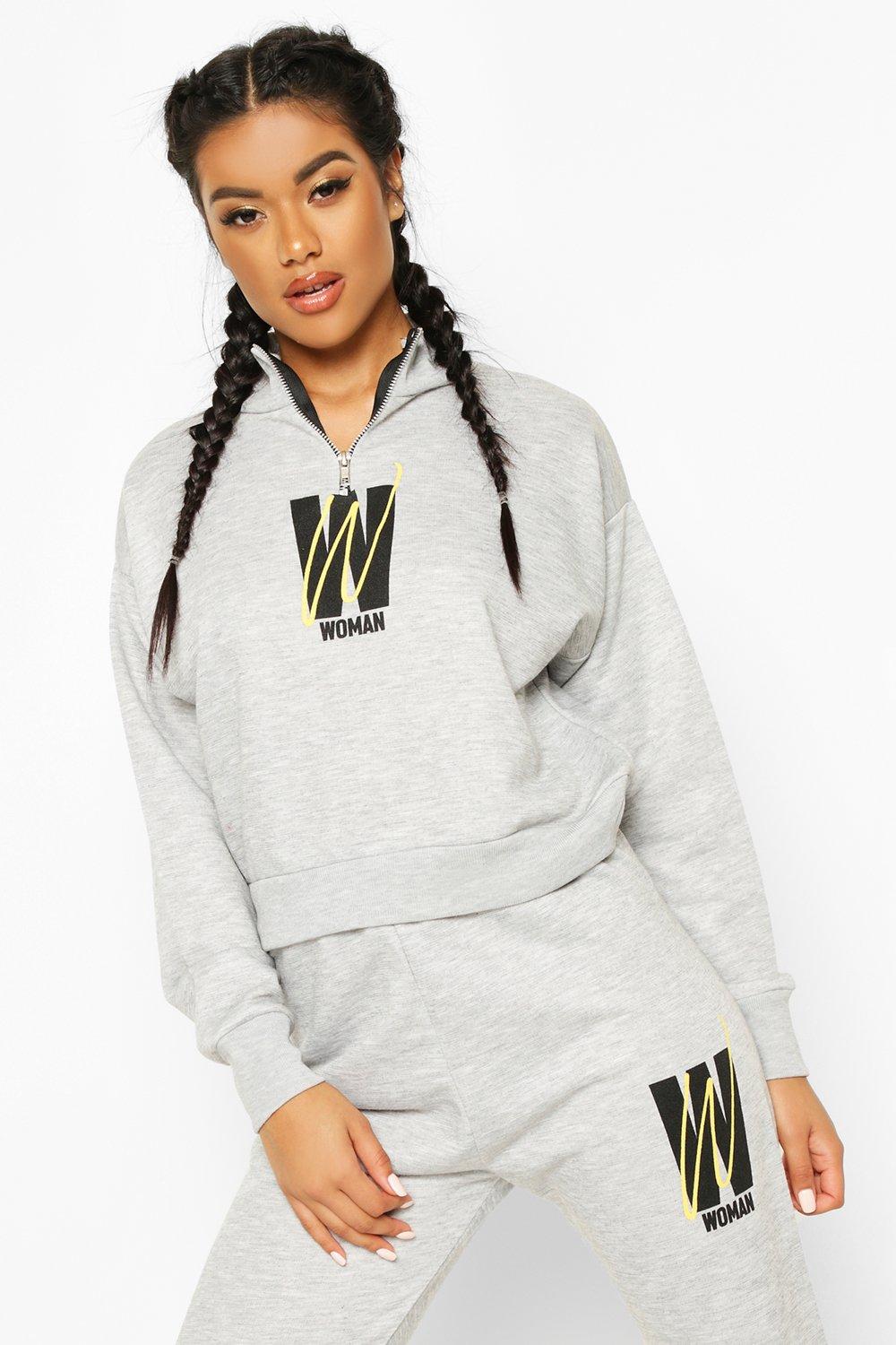 

Fit Woman Cropped Zip Up, Grey