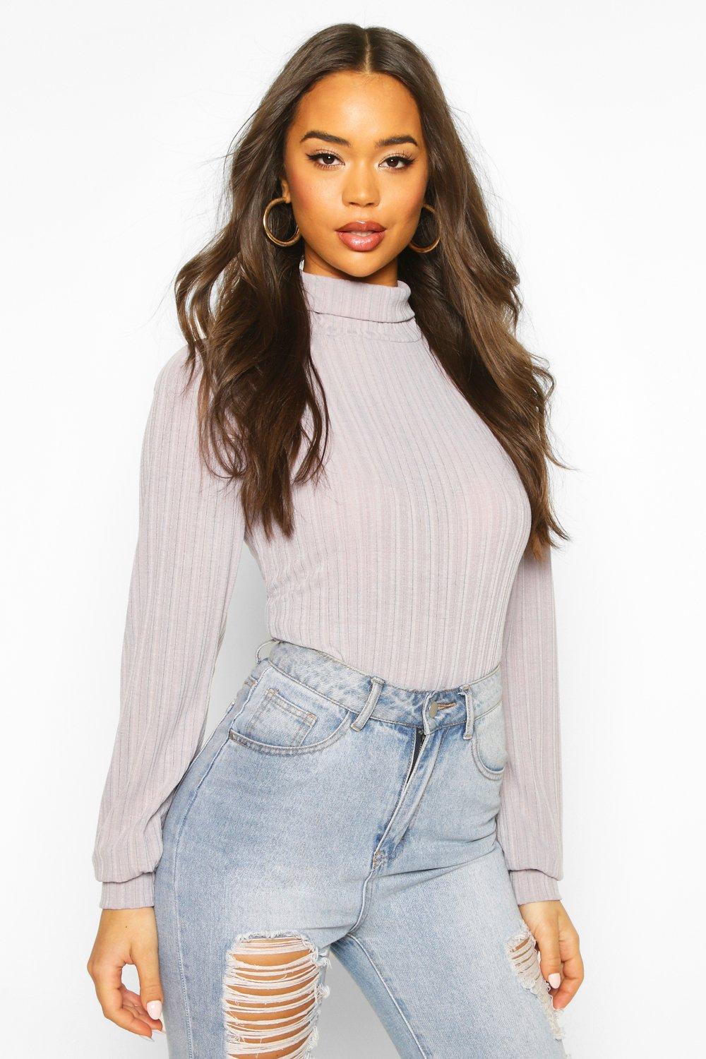 white roll neck long sleeve top