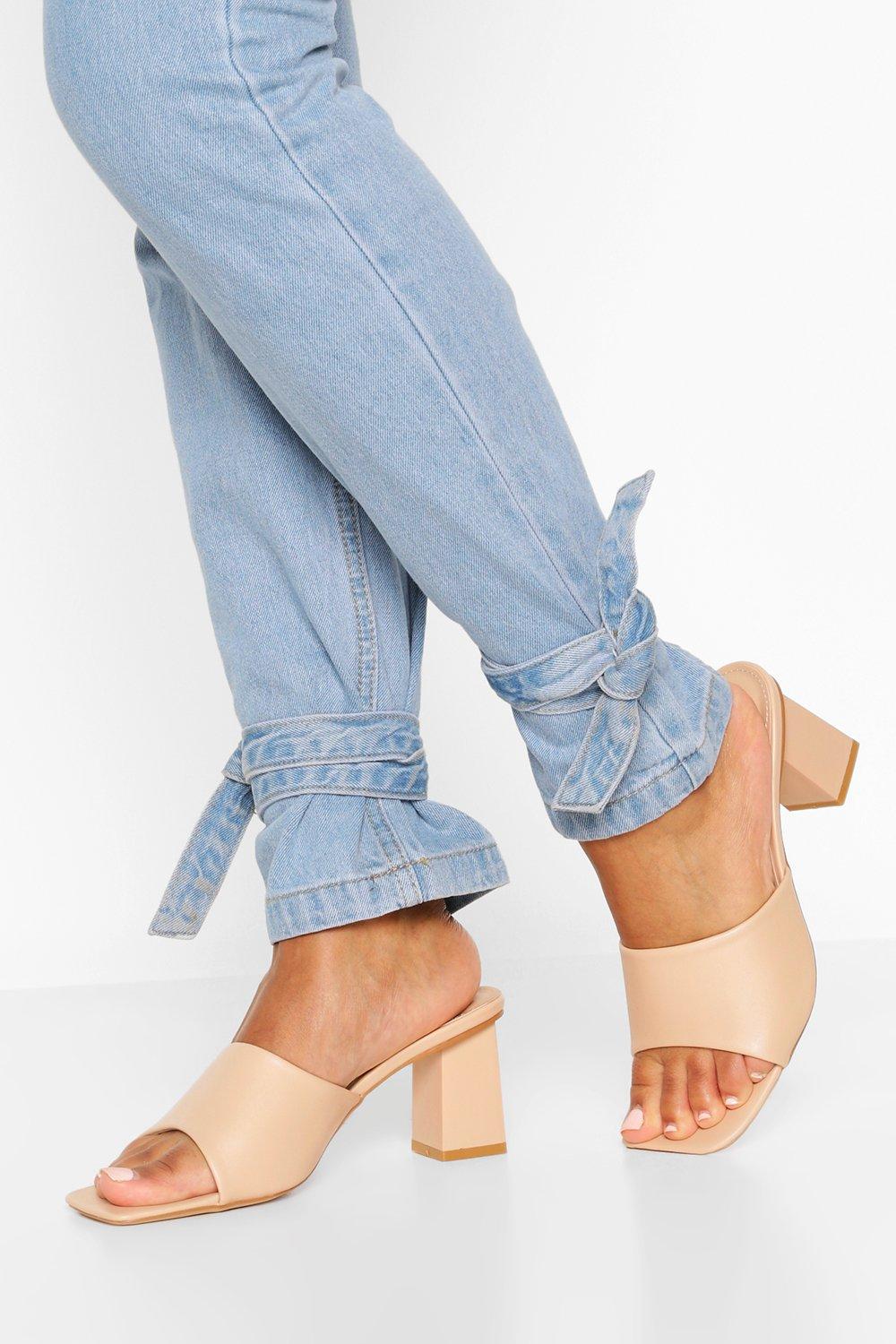 square heel mules