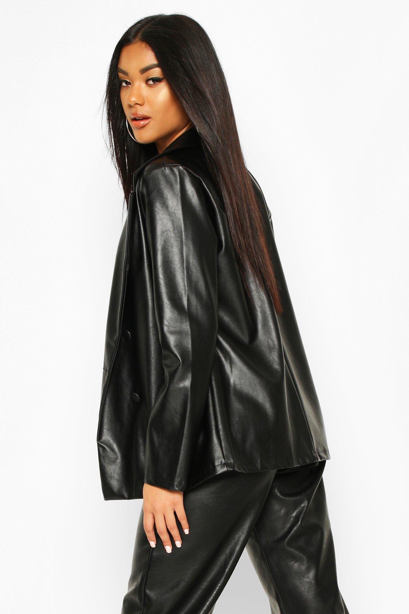 

Double Breasted Pu Blazer, Stone