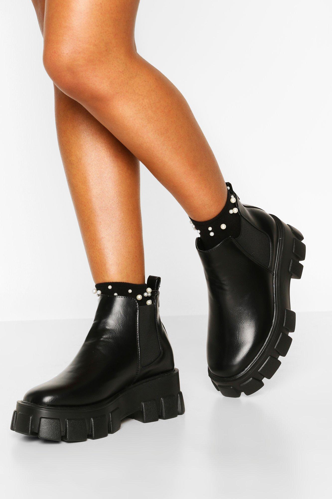 chunky cleated chelsea boots