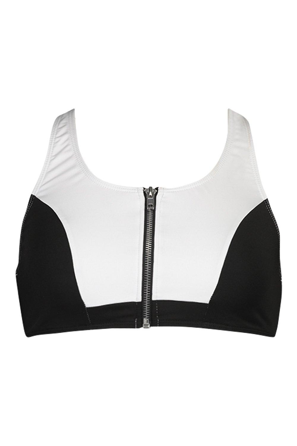 black zip up sports bra