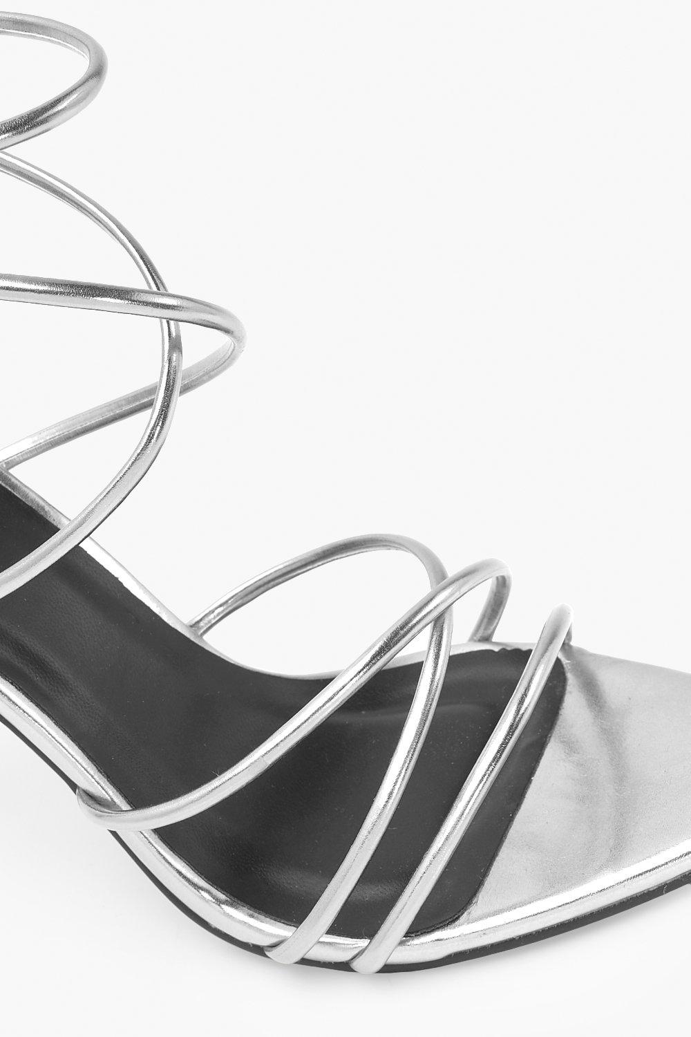 

Pointed Toe Strappy Heels, Silver
