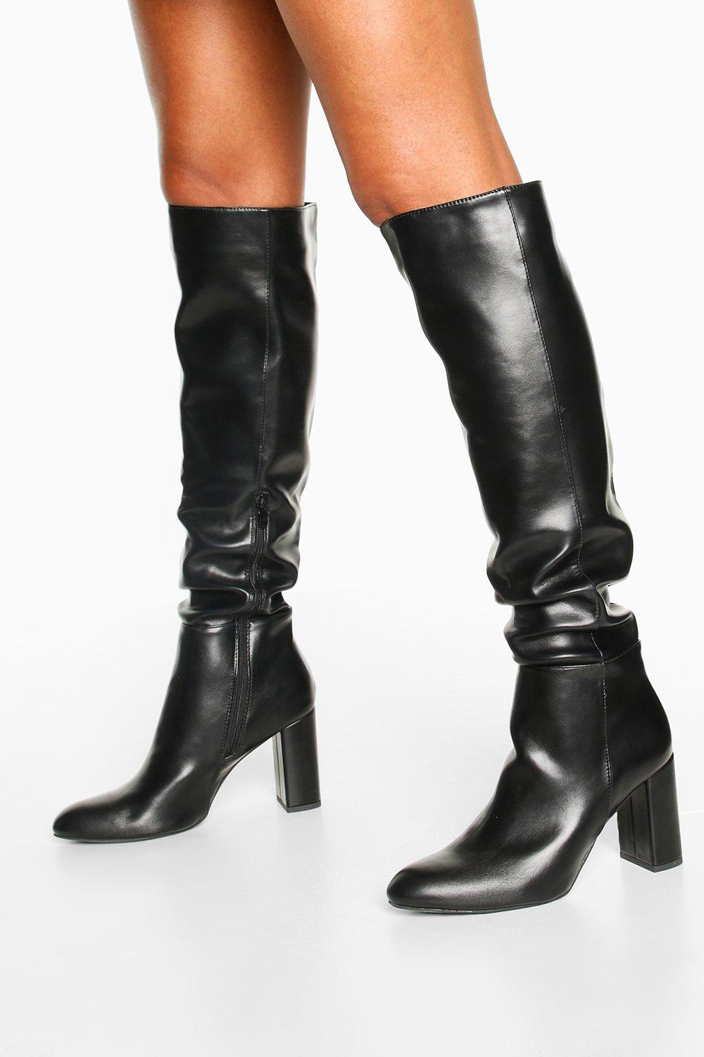 knee high boots block heel