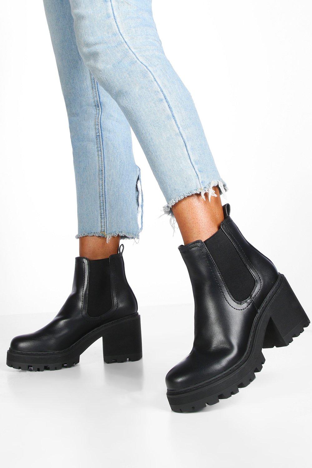 chunky cleated chelsea boots