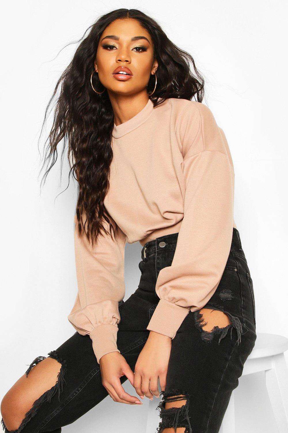 

Balloon Sleeve Sweat Top, Stone