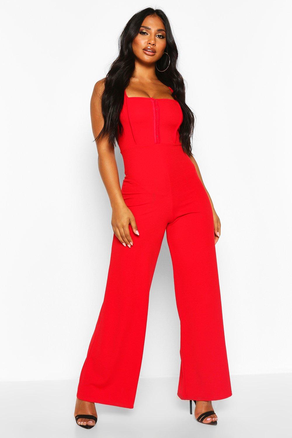 red square neck jumpsuit