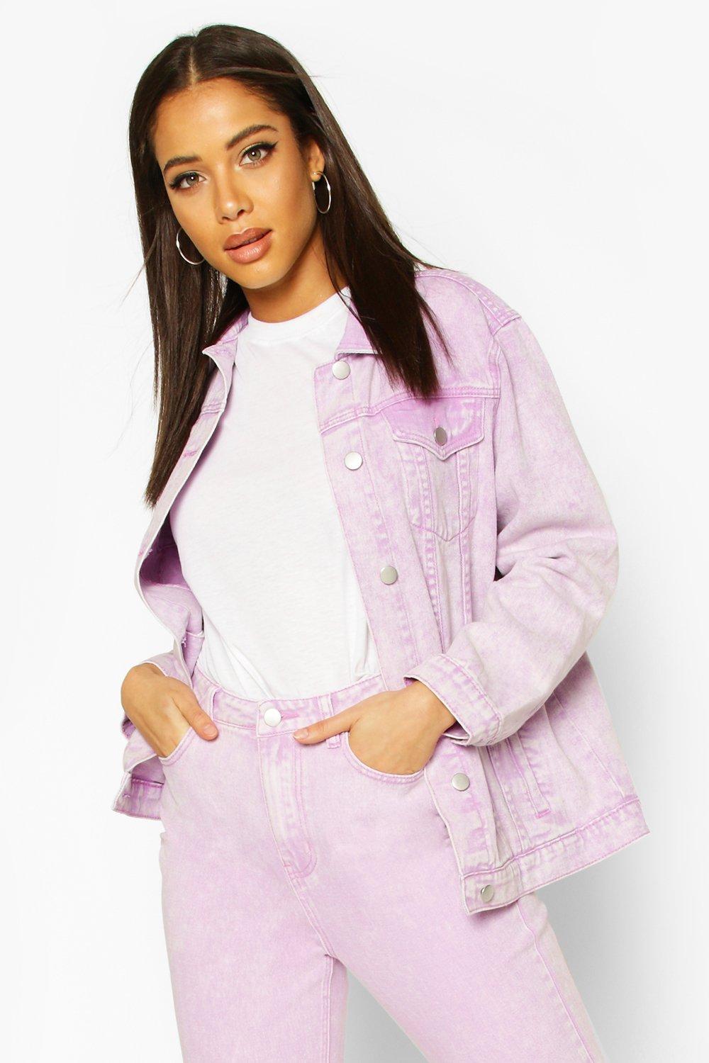 

Acid Wash Oversized Denim Jacket, Lilac