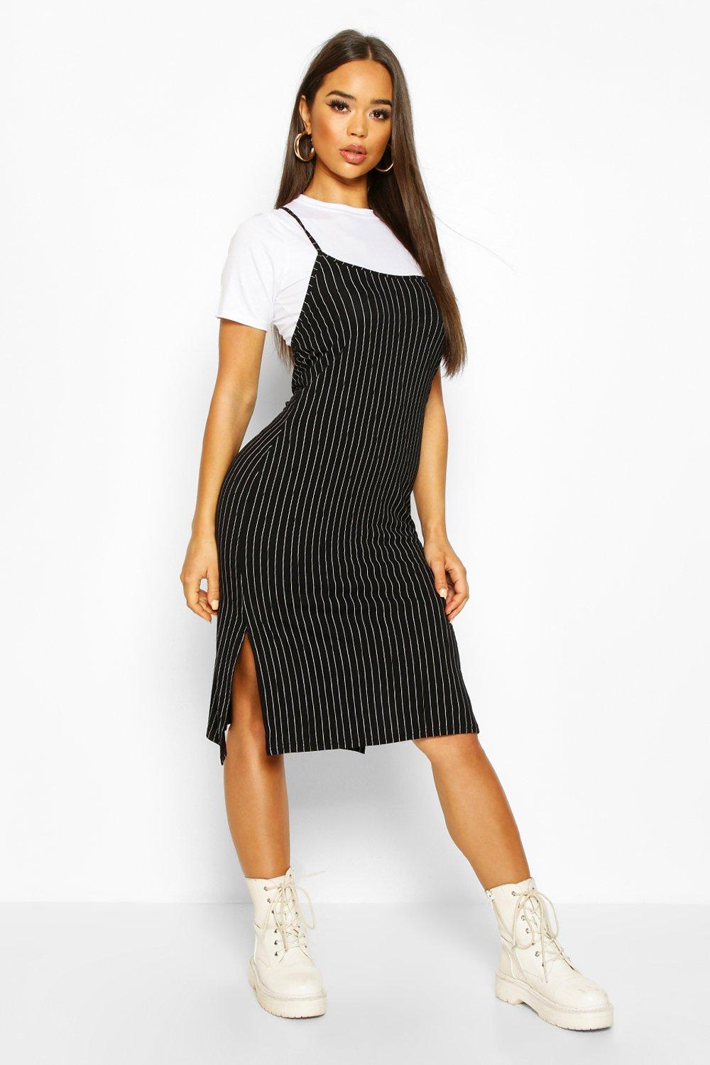 pinstripe t shirt dress