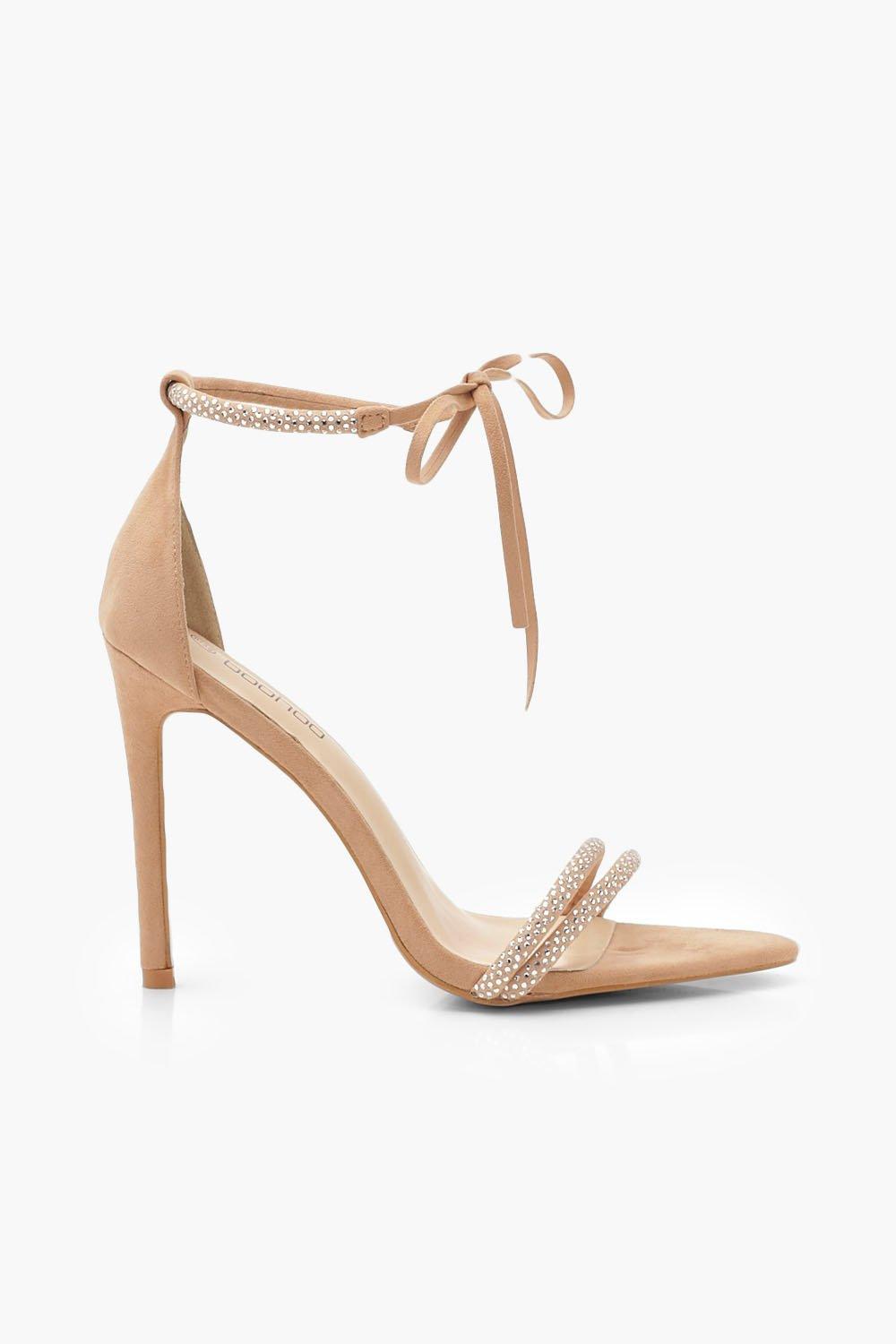 

Embellished Tie Front 2 Part Heels, Blush