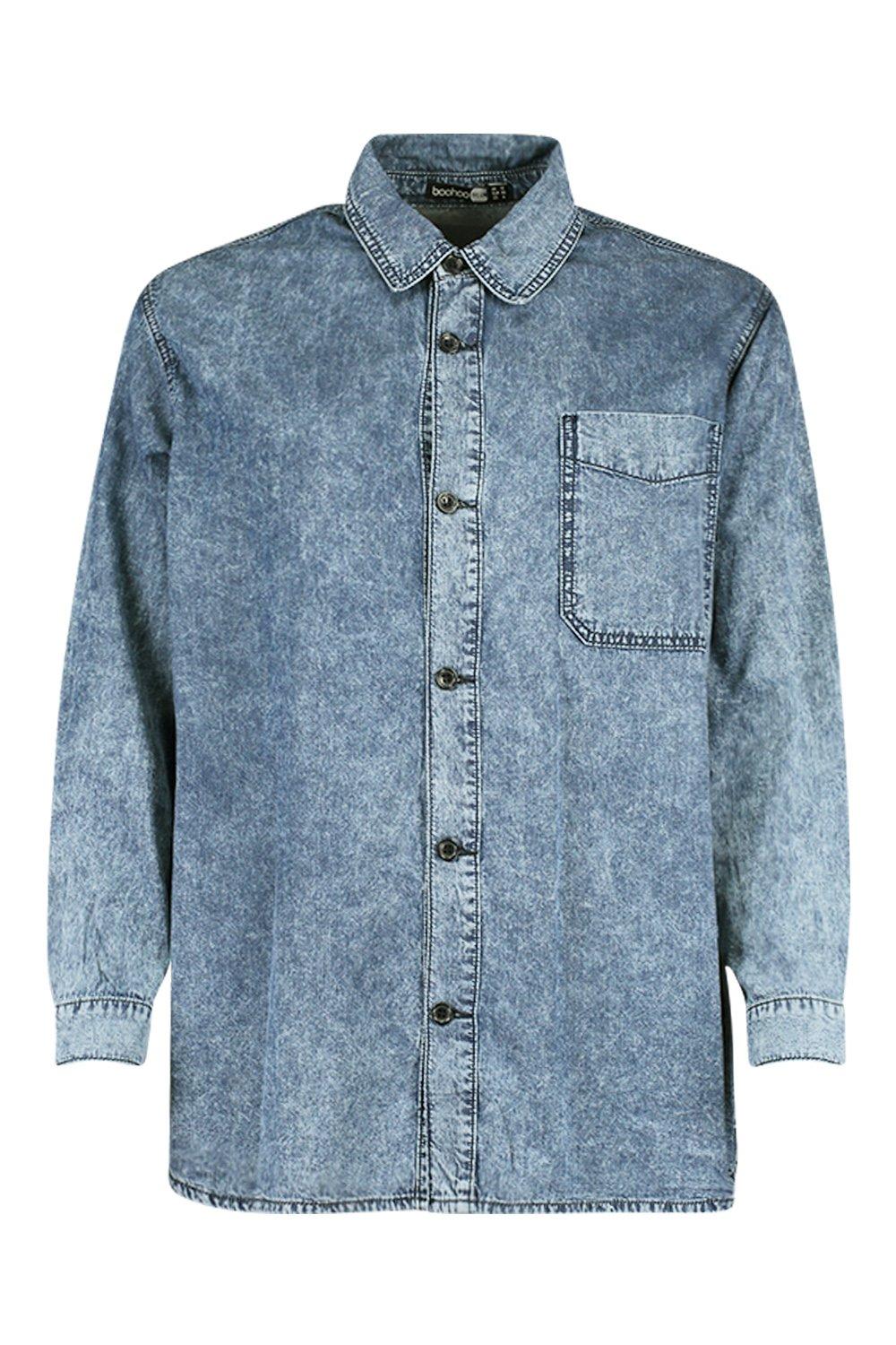 

Acid Wash Denim Shirt, Mid blue