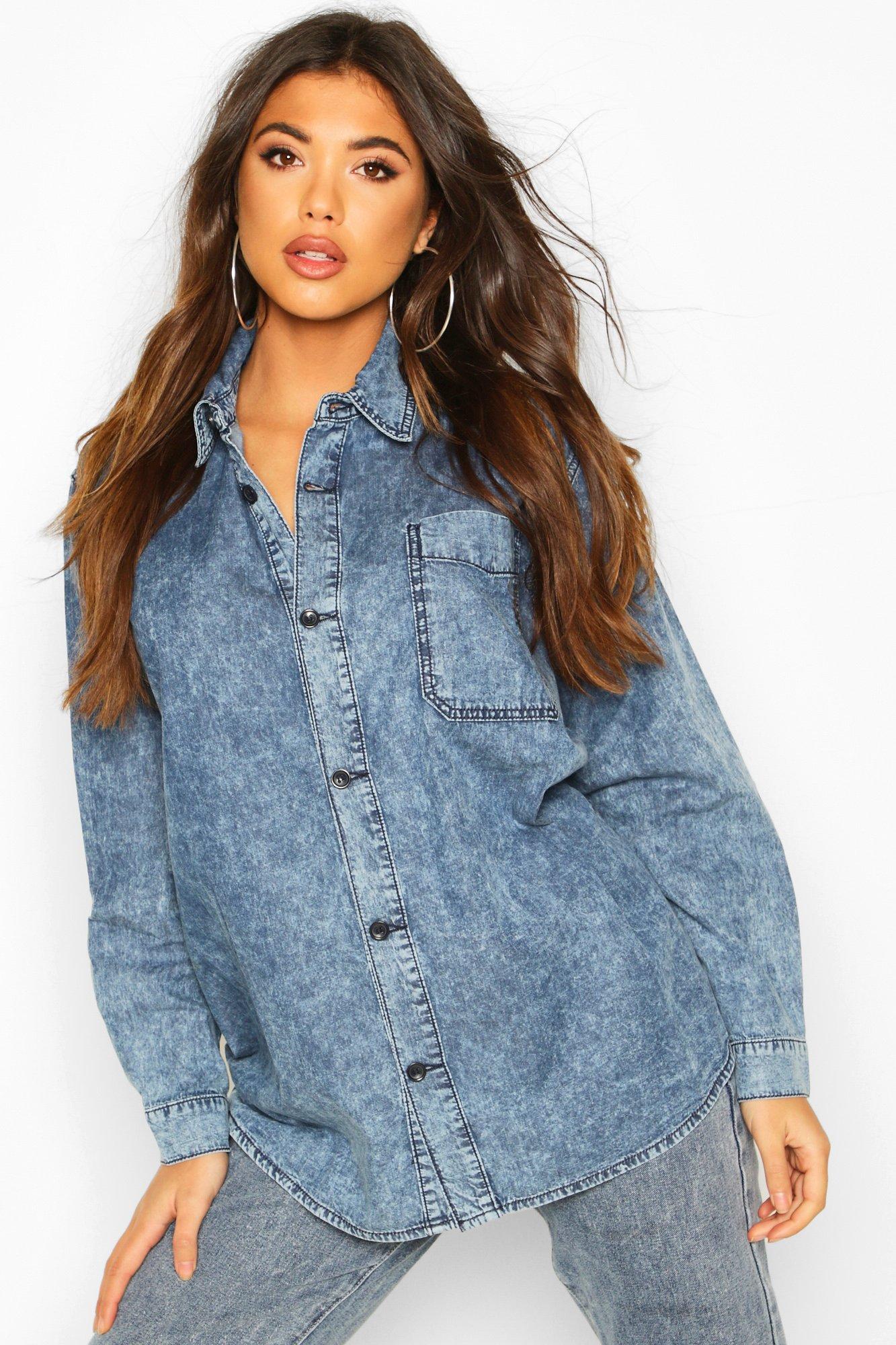 acid wash denim shirt