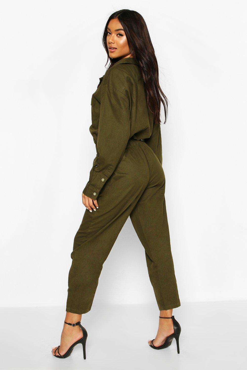 khaki denim boiler suit