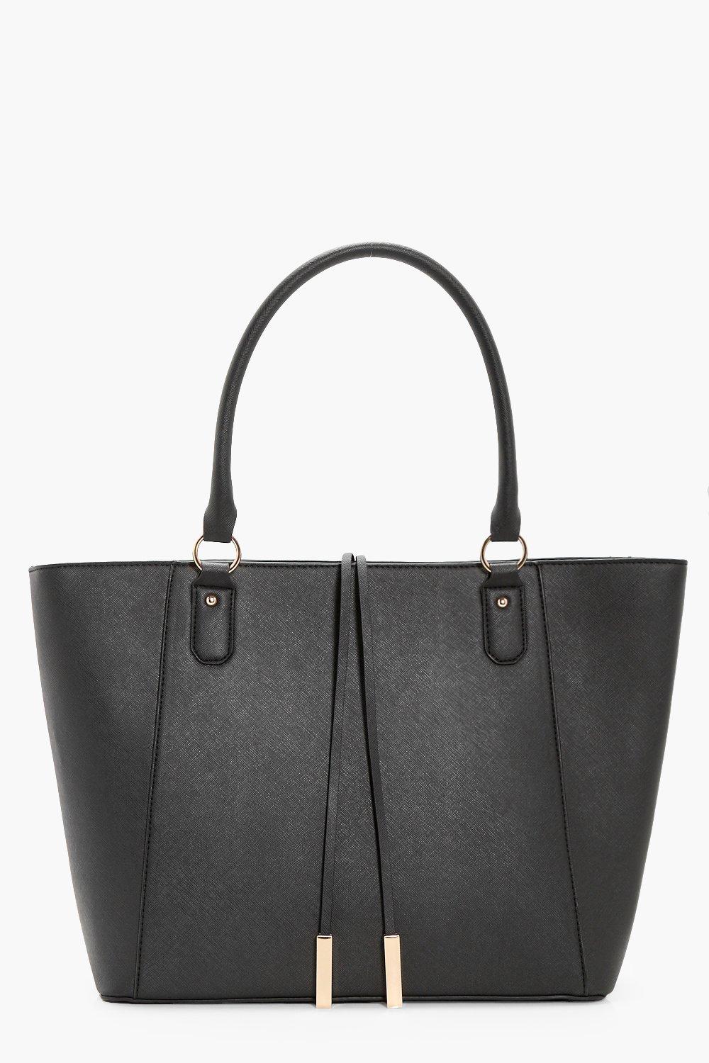 Womens Structured Cross Hatch Tote Bag - Black - One Size, Black