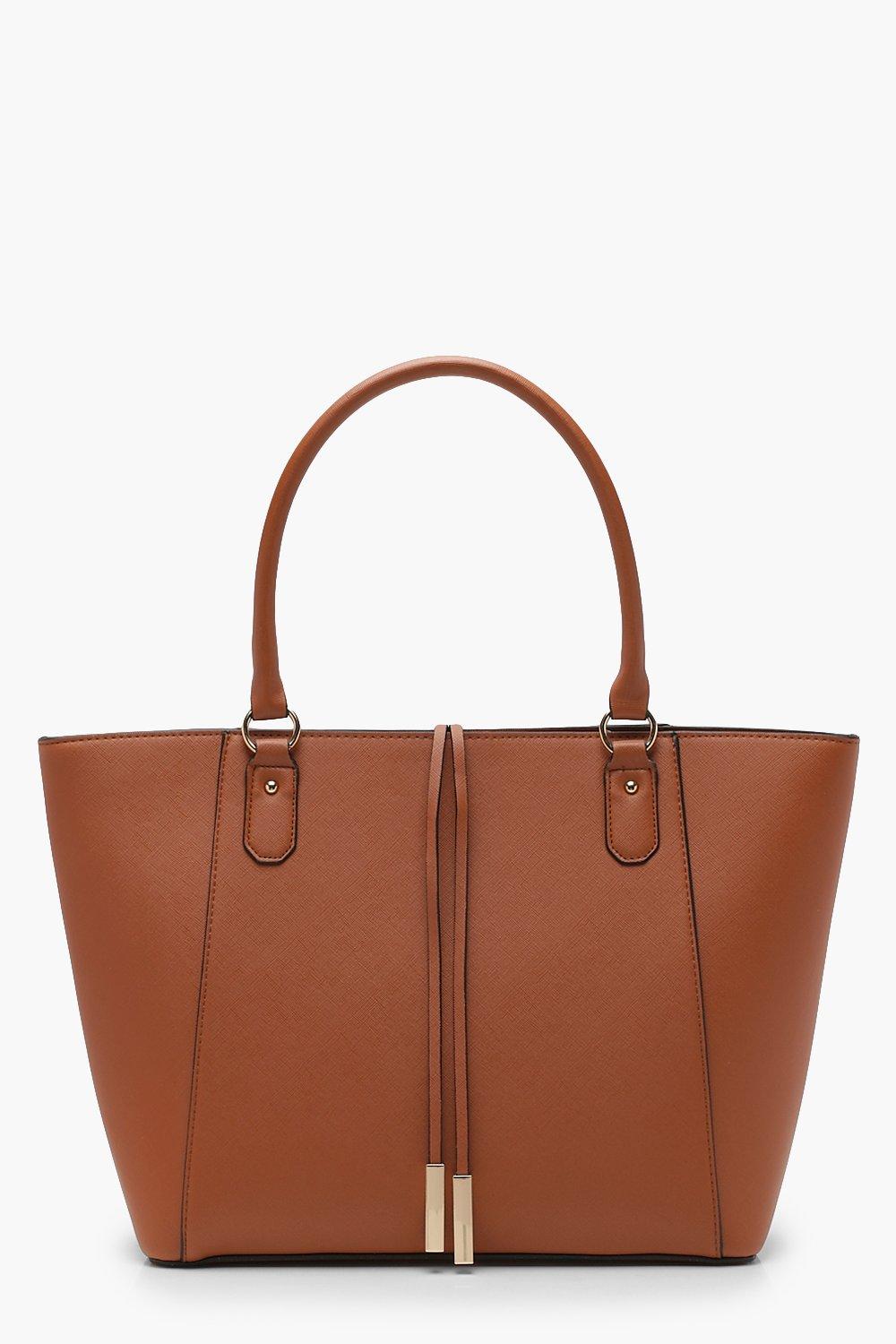 

Structured Cross Hatch Tote Bag, Tan