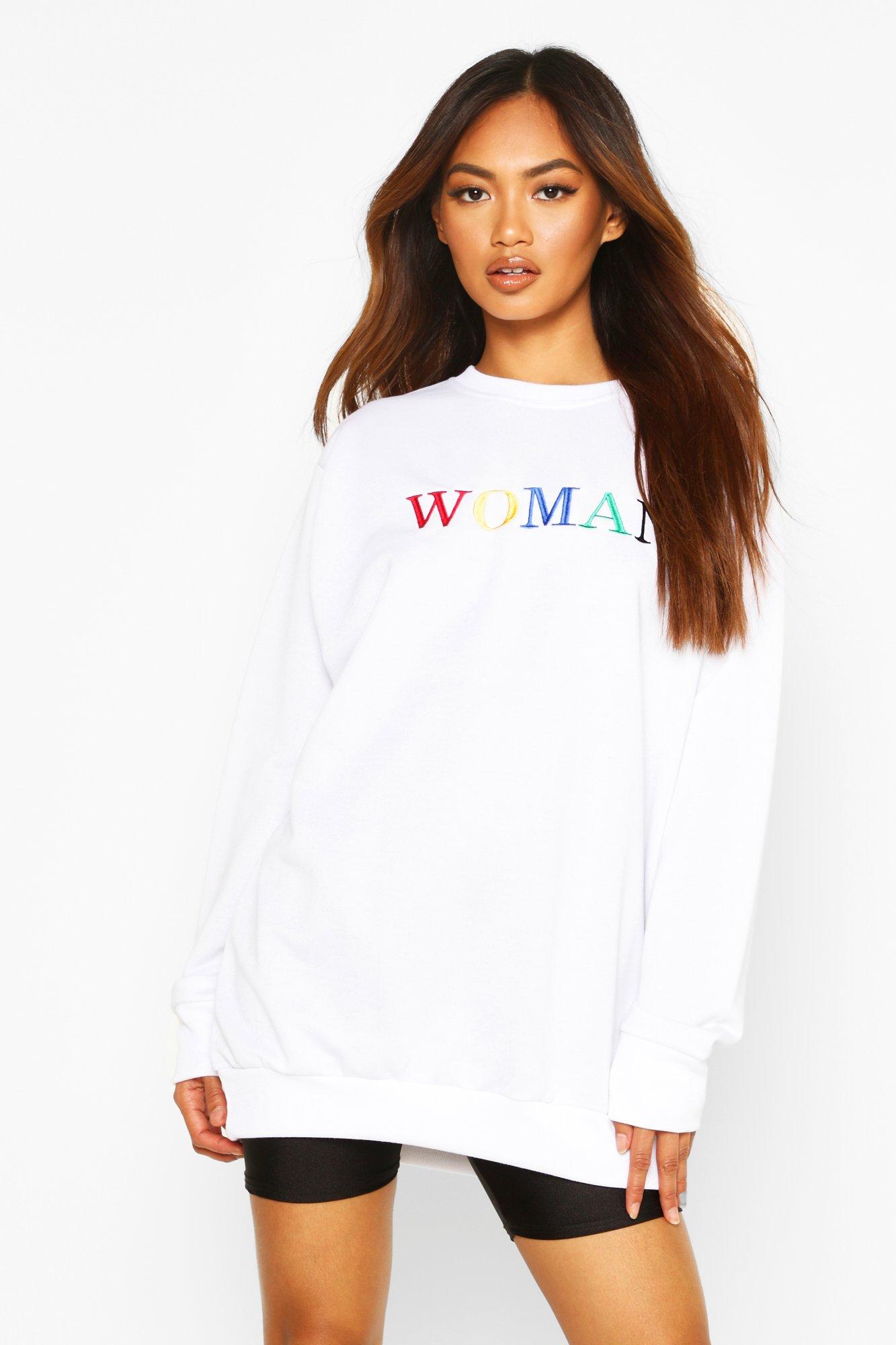 

Woman Rainbow Embroidered Oversized Sweat, White