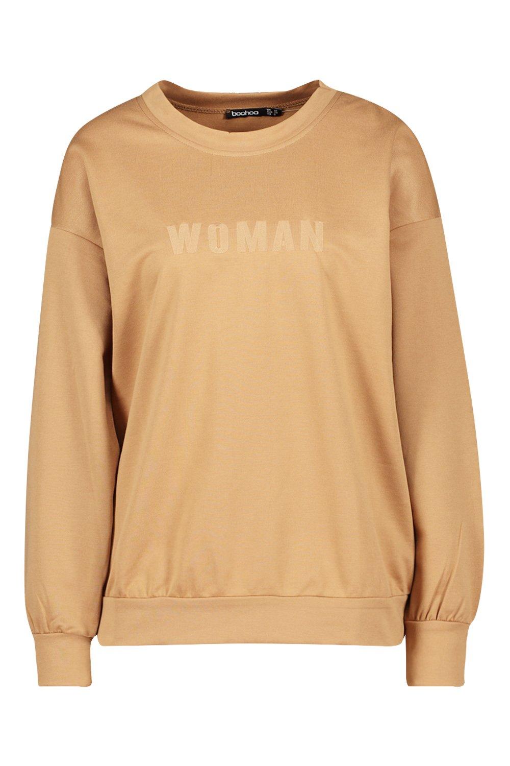 

Woman Embroidered Oversized Sweater, Camel